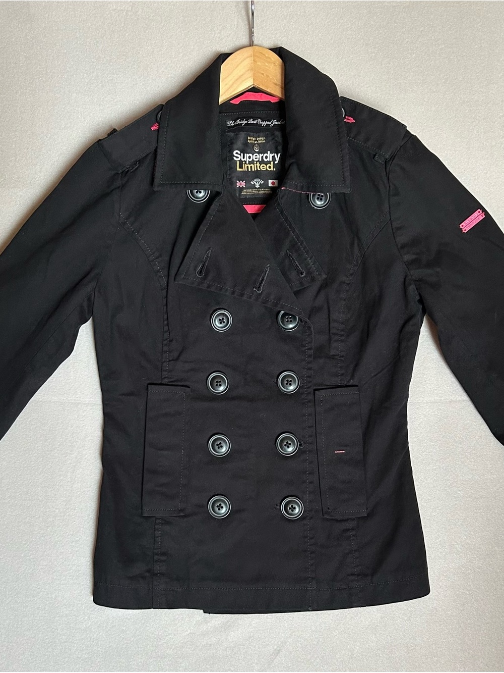 💛 Superdry Black Bridge Twill Cropped Jacket